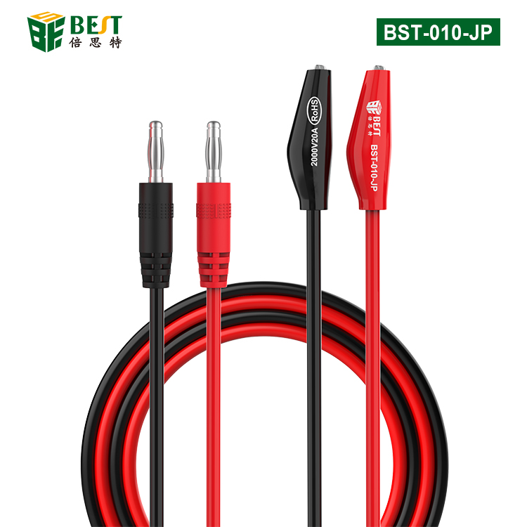 BST-010-JP 超導傳輸香蕉頭轉(zhuǎn)鱷魚夾測試線 電力測試線 高壓電源夾子 萬用表插頭 香蕉頭導線 鱷魚夾純銅帶線試驗 夾子線 2000V20A大電流