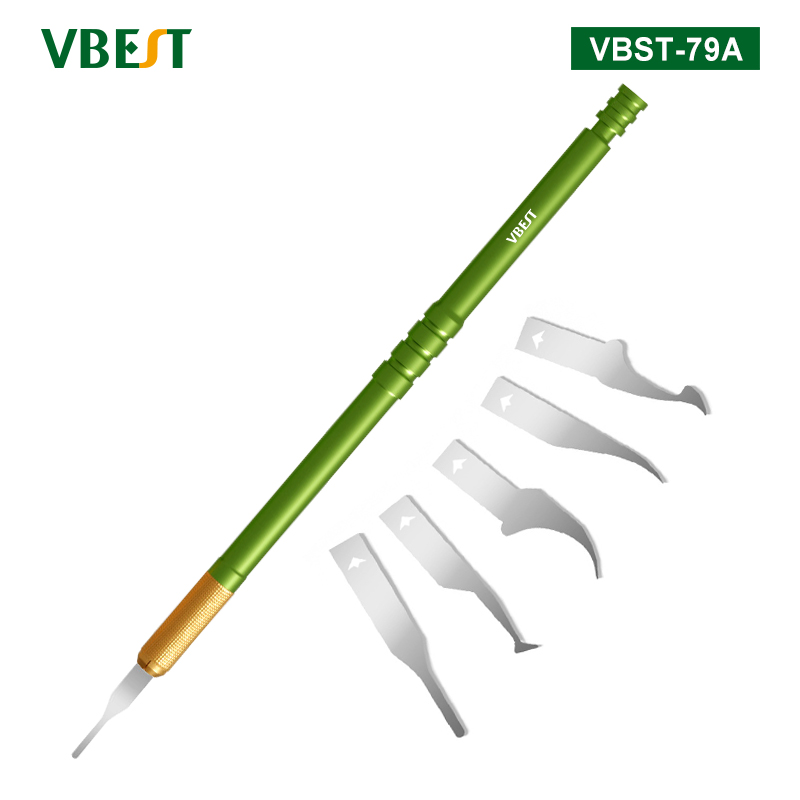 VBST-79A 除膠返修撬刀套裝 維修5刀片合一芯片返修套裝 手機維修拆機刀 手機筆記本除膠工具 拆機維修工具組合 拆CPU撬刀