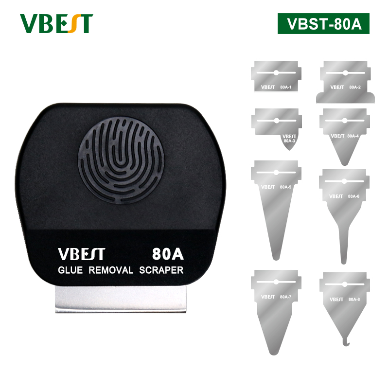 VBST-80A 磁吸雙面除膠鏟刀 維修8刀片合一芯片手機屏幕返修套裝 雙面刀片夾具除膠割膠磁性手柄 多用途去膠刀套裝
